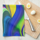 サマーレインボー、抽象芸術3Dレインボワート キッチンタオル (四つ折り)