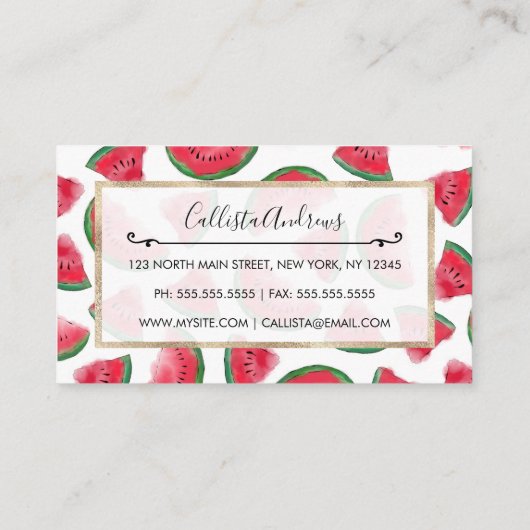 サマーレッドグリーンスイカの水の色パターン 名刺 (裏面)