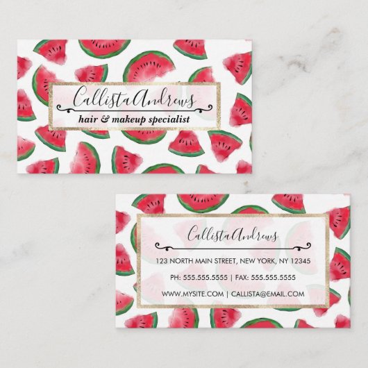 サマーレッドグリーンスイカの水の色パターン 名刺 (正面/裏面)