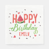 サマーレッドスイカをテーマにした女の子誕生日 スタンダードランチョンナプキン (正面)