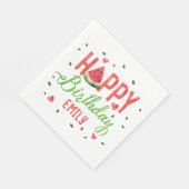 サマーレッドスイカをテーマにした女の子誕生日 スタンダードランチョンナプキン (角)