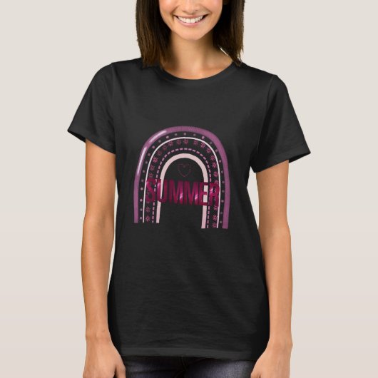 サマーレディースパープルブラックボホ Tシャツ (正面)