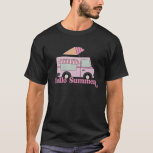 サマーレトロヴィンテージアイスクリームトラックハローサマー Tシャツ