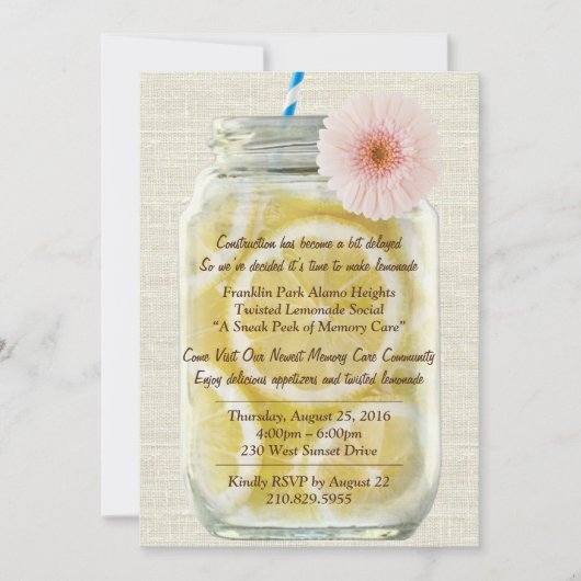 サマーレモネードメイソンジャールハウスパーティー 招待状 (正面)