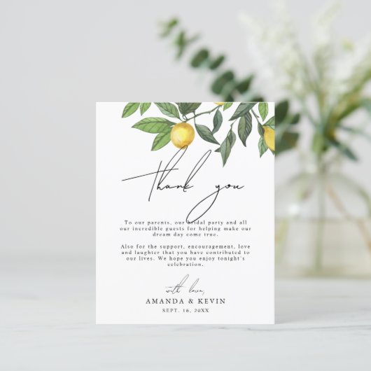 サマーレモンありがとうウェディングレセプションカード (スタンド正面)