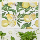 サマーレモンとレモンの花パターン キッチンタオル (折り畳み)