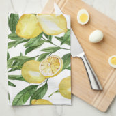 サマーレモンとレモンの花パターン キッチンタオル (四つ折り)