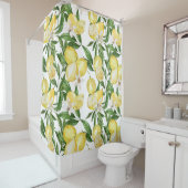 サマーレモンとレモンの花パターン シャワーカーテン (インサイチュ)