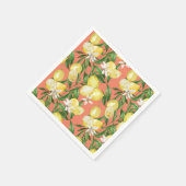 サマーレモンとレモンの花パターン スタンダードカクテルナプキン (角)