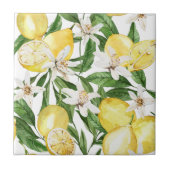 サマーレモンとレモンの花パターン タイル (正面)
