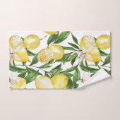 サマーレモンとレモンの花パターン バスタオルセット (ハンドタオル)