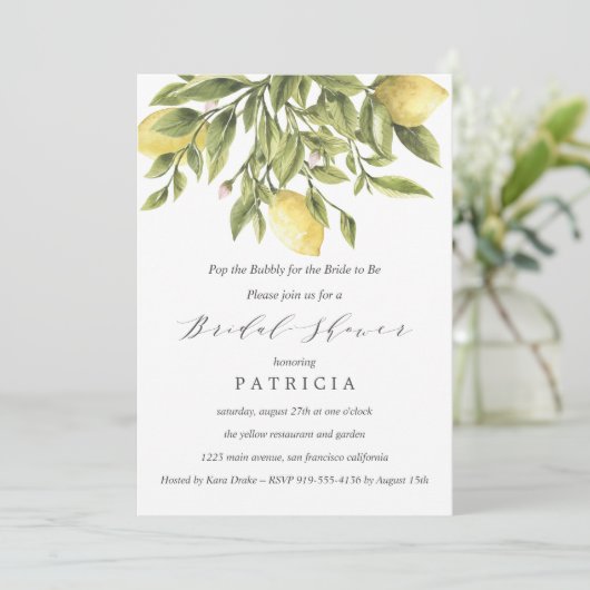 サマーレモンと結婚葉のブライダルシャワー 招待状 (スタンド正面)