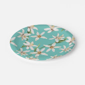 サマーレモンの花の模様オンティール（緑がかった色） ペーパープレート (アングル)