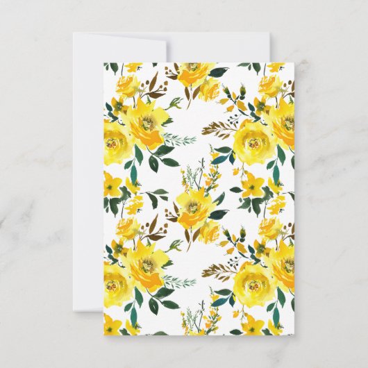 サマーレモンイエローフローラウェディングRSVP 出欠カード (裏面)