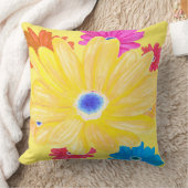 サマーレモンイエローフローラ装飾用クッション クッション (ブランケット)