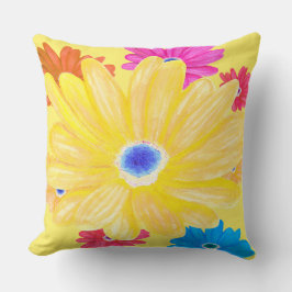 サマーレモンイエローフローラ装飾用クッション クッション
