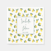 サマーレモンイタリア白結婚黄色 スタンダードカクテルナプキン (正面)