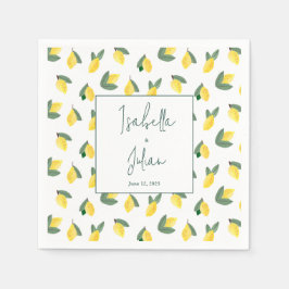 サマーレモンイタリア白結婚黄色 スタンダードカクテルナプキン