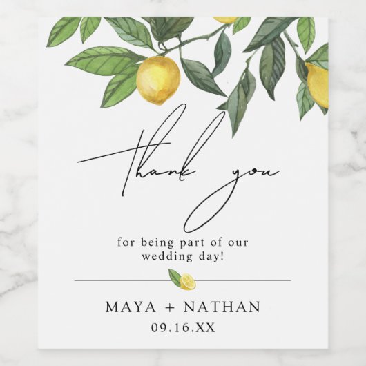 サマーレモングリーンリーありがとうござ結婚う ワインラベル (シングルラベル)