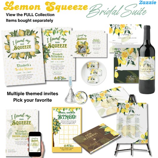 サマーレモンスクイーズ写真ブライダルシャワー 招待状