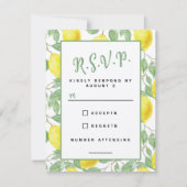 サマーレモンツリーボタニカル陽気イエローグリーン 出欠カード (正面)
