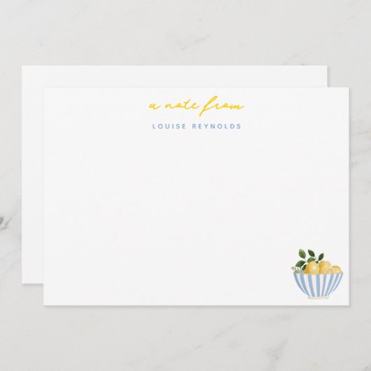 サマーレモンパーソナライズされた ノートカード (正面/裏面)