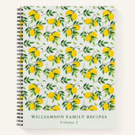 サマーレモンフルーツパターンカスタムレシピ ノートブック