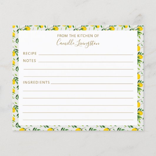 サマーレモンフルーツパターンブライダルシャワーレシピ (正面)