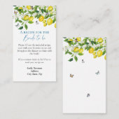 サマーレモンブライダルシャワー |レシピ要求 エンクロージャーカード (正面/裏面)