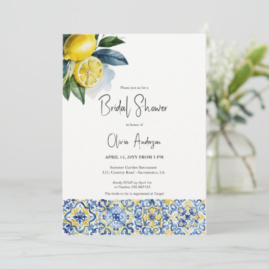 サマーレモン地中海のブライダルシャワー 招待状 (スタンド正面)