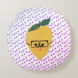 サマーレモン漫画の手を描いたドードル ラウンドクッション