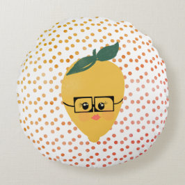 サマーレモン漫画の手を描いたドードル ラウンドクッション