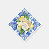 サマーレ地中海のモンとフラワータイルプリント スタンダードカクテルナプキン (角)