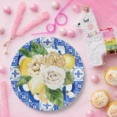 サマーレ地中海のモンとフラワータイルプリント ペーパープレート (パーティー)