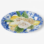 サマーレ地中海のモンとフラワータイルプリント ペーパープレート (アングル)