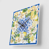 サマーレ地中海のモン花プリント    スクエア壁時計 (傾斜)