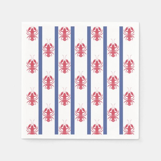 サマーロブスターテーマペーパーナプキン スタンダードカクテルナプキン (正面)