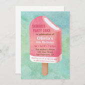 サマーロリーポプシクルアイスクリームバースデーパーティー 招待状 (正面/裏面)