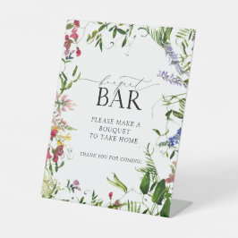 サマーワイルドフラワーウォーターカラーシャワーブーケバー 台座サイン