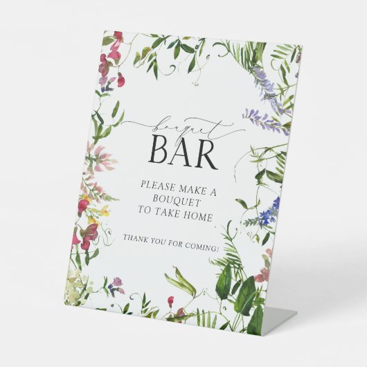 サマーワイルドフラワーウォーターカラーシャワーブーケバー 台座サイン (正面)