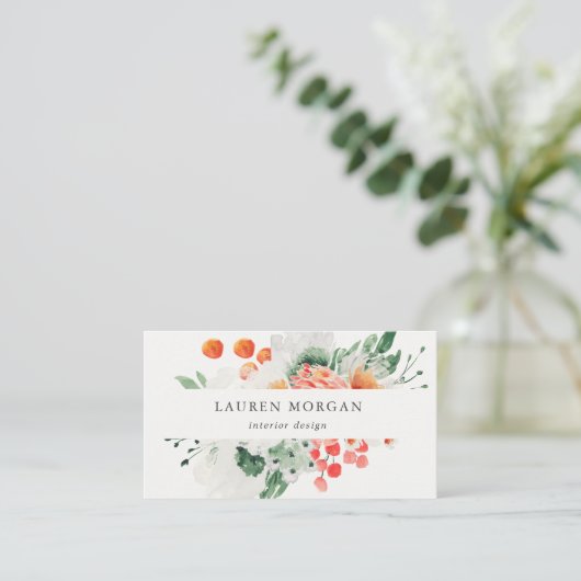 サマーワイルドフラワーウォーターカラービジネスカード 名刺 (スタンド正面)