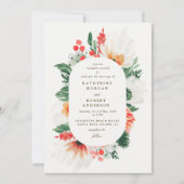 サマーワイルドフラワーウォーターカラー結婚式招待状 招待状 (正面)