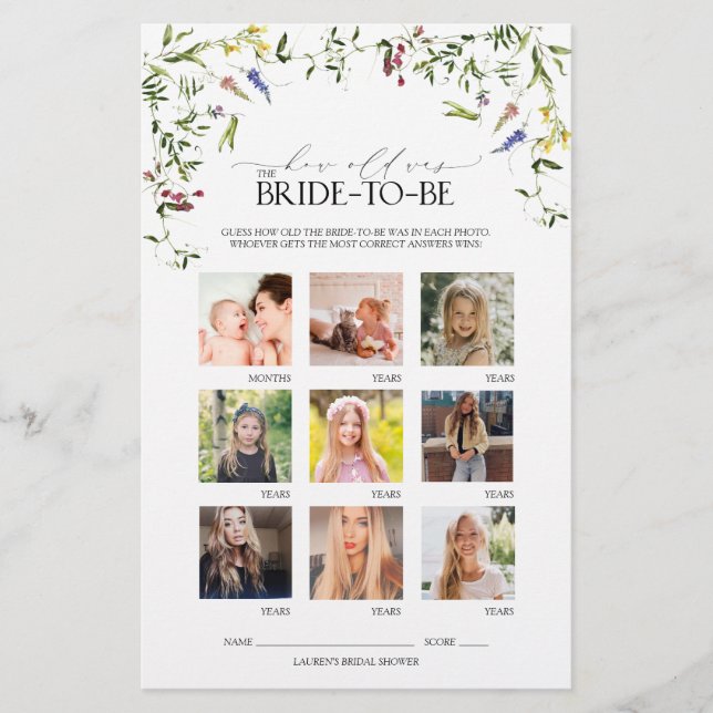 サマーワイルドフラワーウォーターブライダルシャワーゲーム (正面)