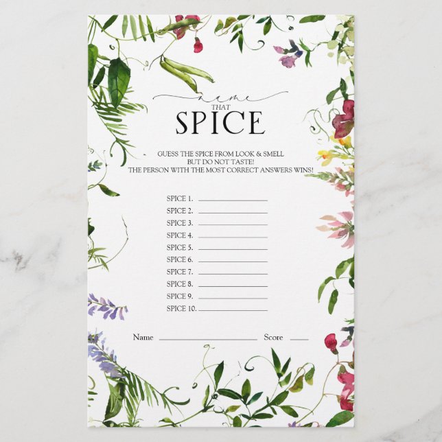 サマーワイルドフラワーウォーターブライダルシャワーゲーム (正面)