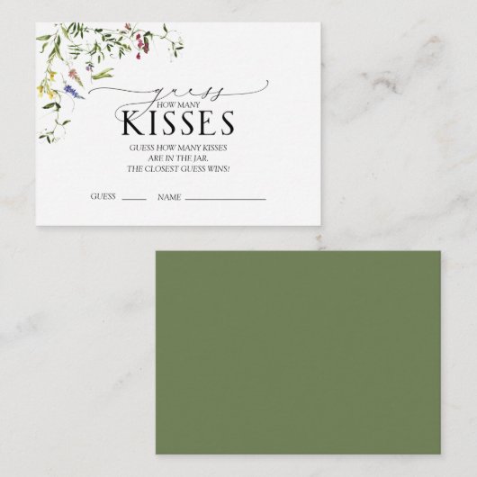 サマーワイルドフラワーウォーターブライダルシャワーゲーム エンクロージャーカード (正面/裏面)