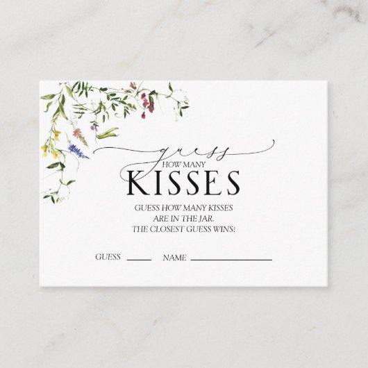 サマーワイルドフラワーウォーターブライダルシャワーゲーム エンクロージャーカード (正面)