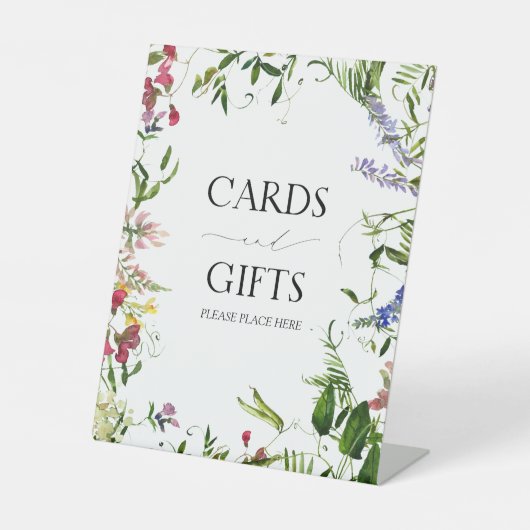 サマーワイルドフラワーウォーター色ブライダルシャワーギフト 台座サイン (正面)