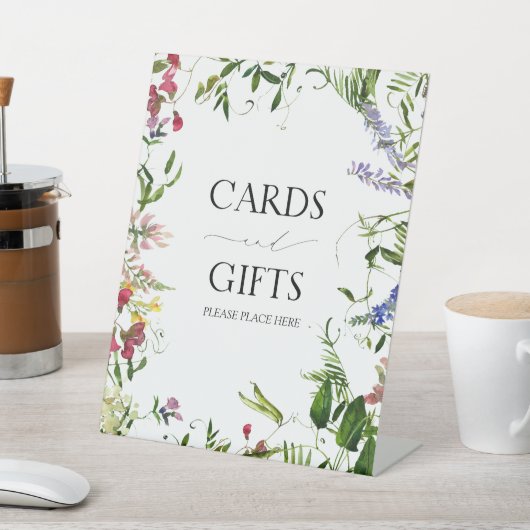 サマーワイルドフラワーウォーター色ブライダルシャワーギフト 台座サイン (インサイチュ)