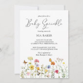 サマーワイルドフラワーカラフルボタニカルベビー散布 招待状 (正面)