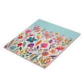 サマーワイルドフラワーカラフル-フローラ花 タイル (側面)